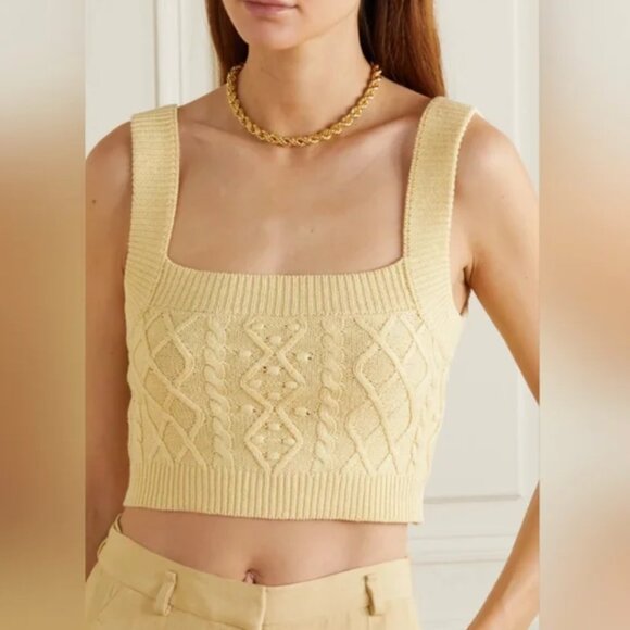 Loulou Studio Tops - REVOLVE Loulou Studio Paris butter yellow knit crop top midi silk & linen yarn M